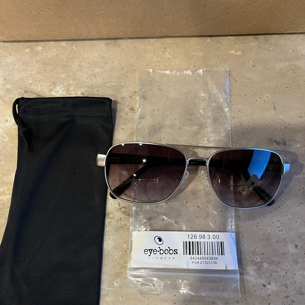Eyebobs Silver Reader Sunglasses with +3.00